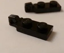 Lego x3 Black 1x2 Hinge Plate, One End Locking Finger, 44301 (028-132)