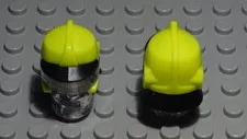 LEGO figure accessories headgear fire brigade helmet neon yellow black 1 piece