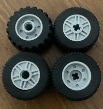 LEGO Lot Of 4 Tires + Wheels Technic City Car Parts Pieces Bulk