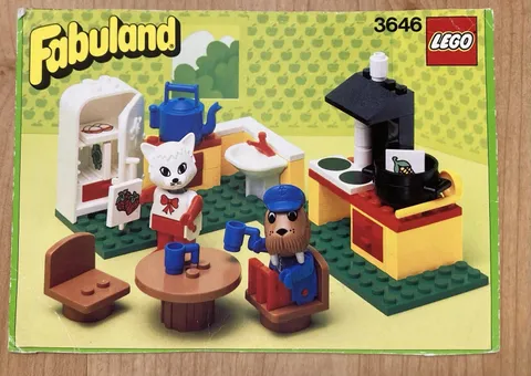 Vintage Lego Fabuland 3646 Kitchen Complete with Instructions And Front Box