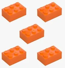 5 New LEGO Orange 2x3 Bricks 3002 building blocks brick block 3x2 4153826