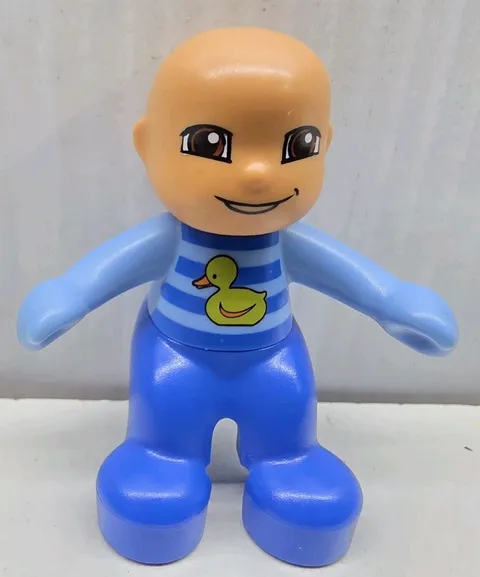 Lego Minifigure Duplo Baby Figure Child Blue Romper Stripes With Duck Shirt Used