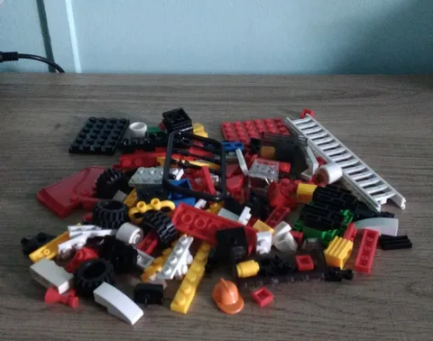 LEGO Bulk Mixed Lot Bricks & Parts Multicolor Bag w/ Wheels Ladder