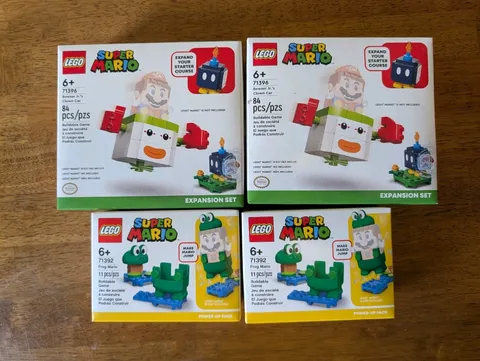 Lego 71396 Super Mario Bowser Jr.'s Clown Car & 71392 Frog Mario Lot NIB