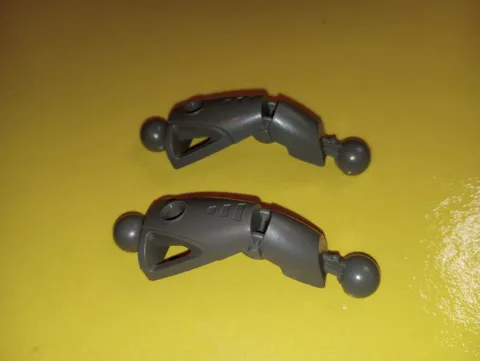 2 Lego part 43557 Bionicle Toa Nuva type Leg Section in Dark Gray Retired pieces