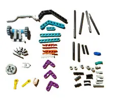Vintage LEGO Technic Parts Lot - Rare Chrome Silver Exhaust 4466, Liftarms, Pins