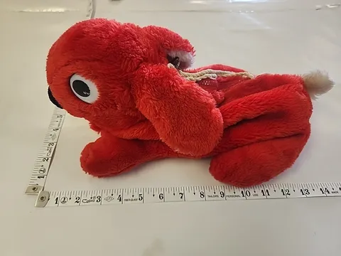 Vintage 1984 LEGO Duplo Red Plush Bunny Zipper Bag Rabbit Bag & Keychain Pull