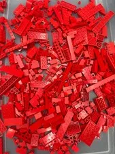 1 lb. Bulk Mixed Red Legos - standard blocks and unique pieces (Lot G)