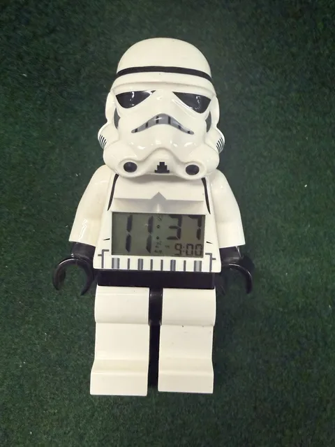 Lego Star Wars Storm Trooper LCD Battery Alarm Clock With Light Tested & Working