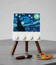 Lego New Vincent Van Gogh Starry Night 4x4  easel 21333 Paint Palette Brush