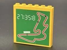 LEGO 1 x 6 x 5 with Race Track and Time Pattern Sticker (6337) Fast Track Finish