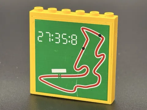 LEGO 1 x 6 x 5 with Race Track and Time Pattern Sticker (6337) Fast Track Finish