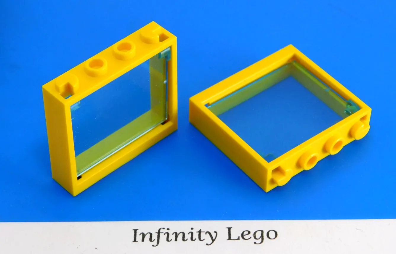 6 LEGO Yellow Window Frame 1 x 4 x 3 with Light Blue Glass (60594) - 6 Pieces