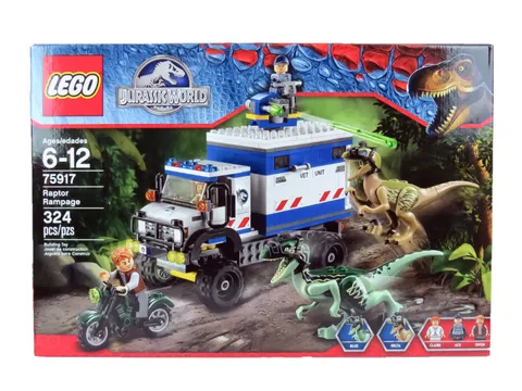 Lego 75917 Raptor Rampage Jurassic Park 324 Pcs 3 Minifigure's 2 Raptors BNISB