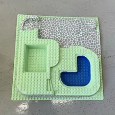 LEGO Printed Green Baseplate Road & Pond 8198 Gray/Blue Plastic Plate