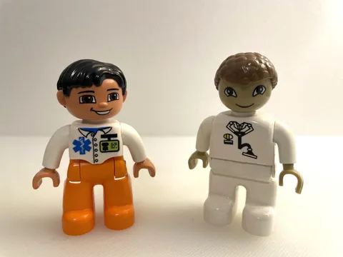 LEGO DUPLO Doctor / Medical Figures – Lot of 2, white and orange