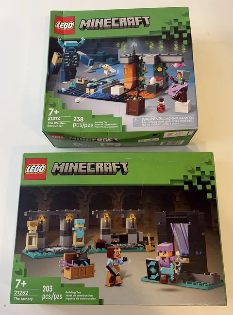 2 Lego Minecraft The Warden Encounter & The Armory #21274 #21252 Complete New