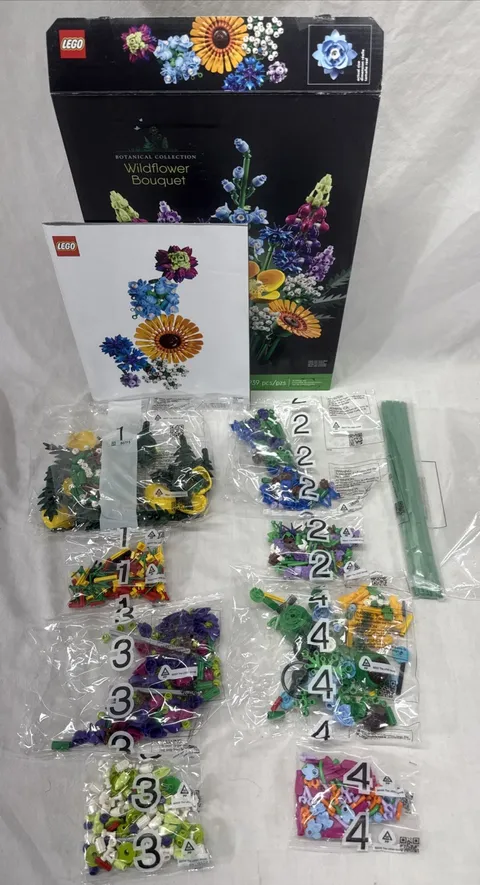 Lego Botanicals Wildflower Bouquet Set 10313 Flowers Opened Box Sealed Packs