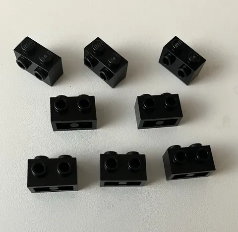 LEGO 8x NEW Brick 1x2 Modified w/ Studs On One Side BLACK #11211