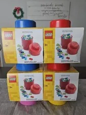 Lego Bricks Storage 1 Knob -Set Of 4 Different Colors - Blue, Red, Yellow & Pink