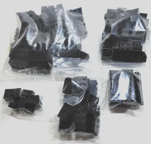 Lego Black BRICKS BLOCKS ONLY 2x's 100pc Bulk Lot 2x6 2x4 2x3 2x2 2x1 Corners