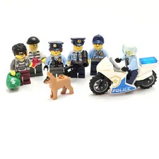 LEGO CITY Police Minifigure Lot Cops Robbers K-9 Dog Motorcycle Fun Pack Bundle