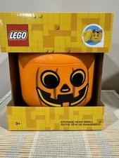 LEGO Storage Head Small Pumpkin Jack-O-Lantern BRAND NEW! Halloween 6” Tall
