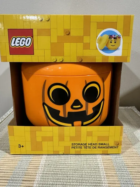 LEGO Storage Head Small Pumpkin Jack-O-Lantern BRAND NEW! Halloween 6” Tall