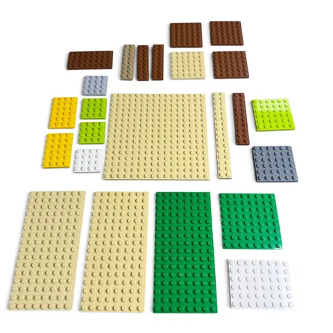 LEGO Mixed Baseplate and Plate Lot Tan Green Brown Yellow Building Foundations