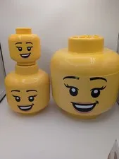 Lego Head Storage Girl Large Medium & Small Container - 3 Pieces