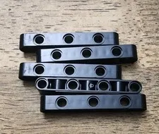 LEGO Black Technic, Liftarm, Perpendicular Holes Thick 1 x 7. QTY 5. Part 2391