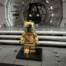 Lego Star Wars RARE Custom Gold Chrome Boba Fett Minifigure Jango Minifig