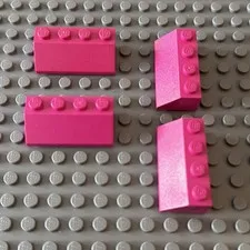 Lego Lot Magenta 3037 Brick Sloped 45° 2 x 4 (lot of 4)