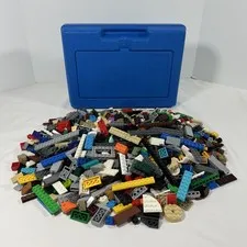 LEGO Blue Case with Mixed Lot of 3.5lbs of LEGO Pieces