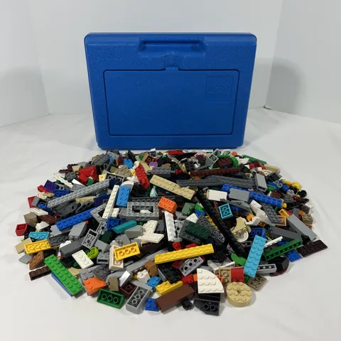 LEGO Blue Case with Mixed Lot of 3.5lbs of LEGO Pieces