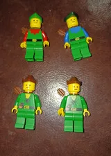 Lego vintage Castle Forestmen, lot of 4 mini figures w/hats & quivers