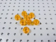 LEGO Lot of 8 Trans Orange 1x1 Round Plates w/ Open Center BA