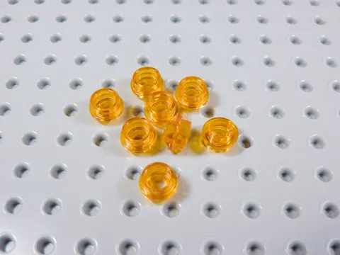 LEGO Lot of 8 Trans Orange 1x1 Round Plates w/ Open Center BA