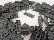Lego x100 New Dark Bluish Gray Plate 2 x 6 x 2/3 with 4 Studs on Side # 87609