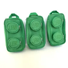Lot of 3 Lego Brick Pouch GREEN Pencil Case School Supplies Backpack Accessories