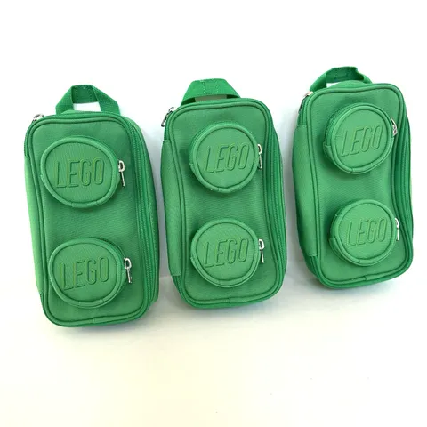 Lot of 3 Lego Brick Pouch GREEN Pencil Case School Supplies Backpack Accessories