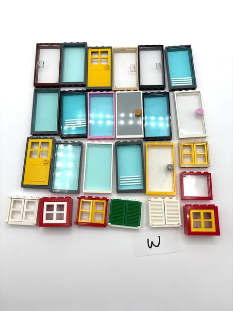 LEGO Bulk lot of 25 Doors Windows frames city town white yellow black red #W