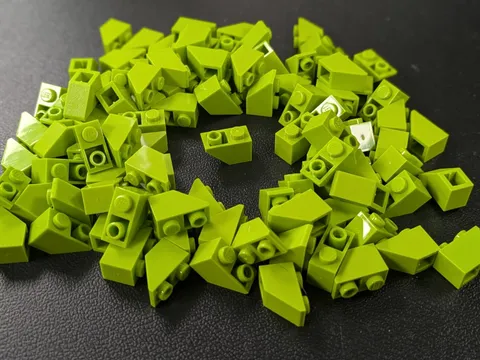 Lego 100 New Lime Slope, Inverted 45 2 x 1 Stud Parts 3665