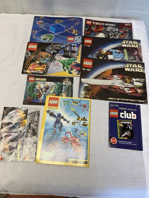 Vintage LEGO Instruction Manuals 9 Piece Lot Star Wars Technic 2000s Catalogs