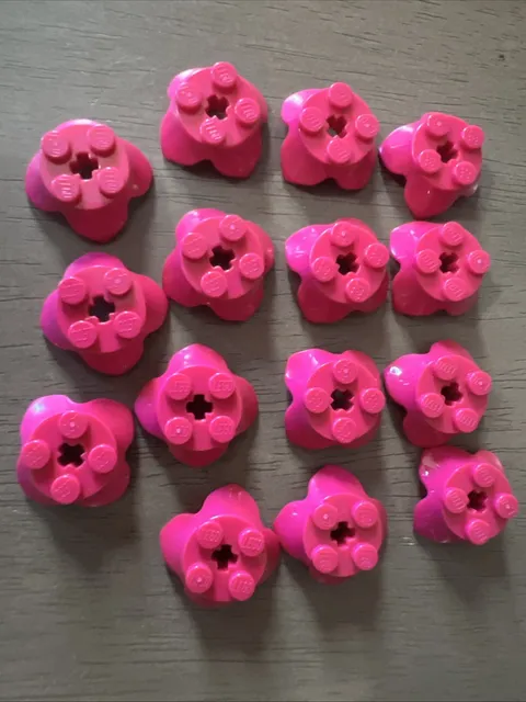 LEGO 15469 Magenta Plant Leaves 2 x 2 with 4 Petals and Axle Hole 15 Pieces