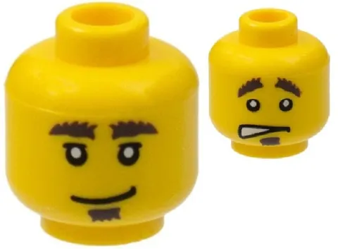 Lego LION KNIGHT MINIFIG HEAD Yellow Soul Patch Bushy Brows Worried/Grin D821