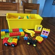 LEGO Storage Brick Case 8 Stud Large Yellow Container Plastic Bin full