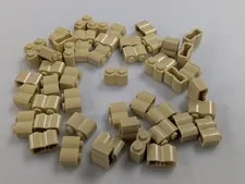 Lego x50 New Tan Brick, Modified 1 x 2 with Log Profile # 30136