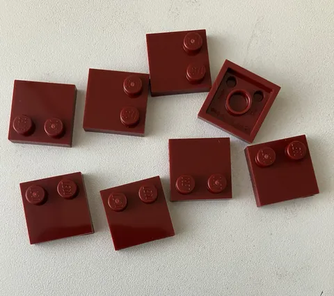 LEGO 8x NEW Tile Modified 2x2 w/ Studs on Edge #33909 DARK RED