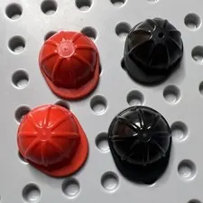 LEGO 3833 Minifigure Headgear Helmet Construction City Black Red Bulk Lot of 4